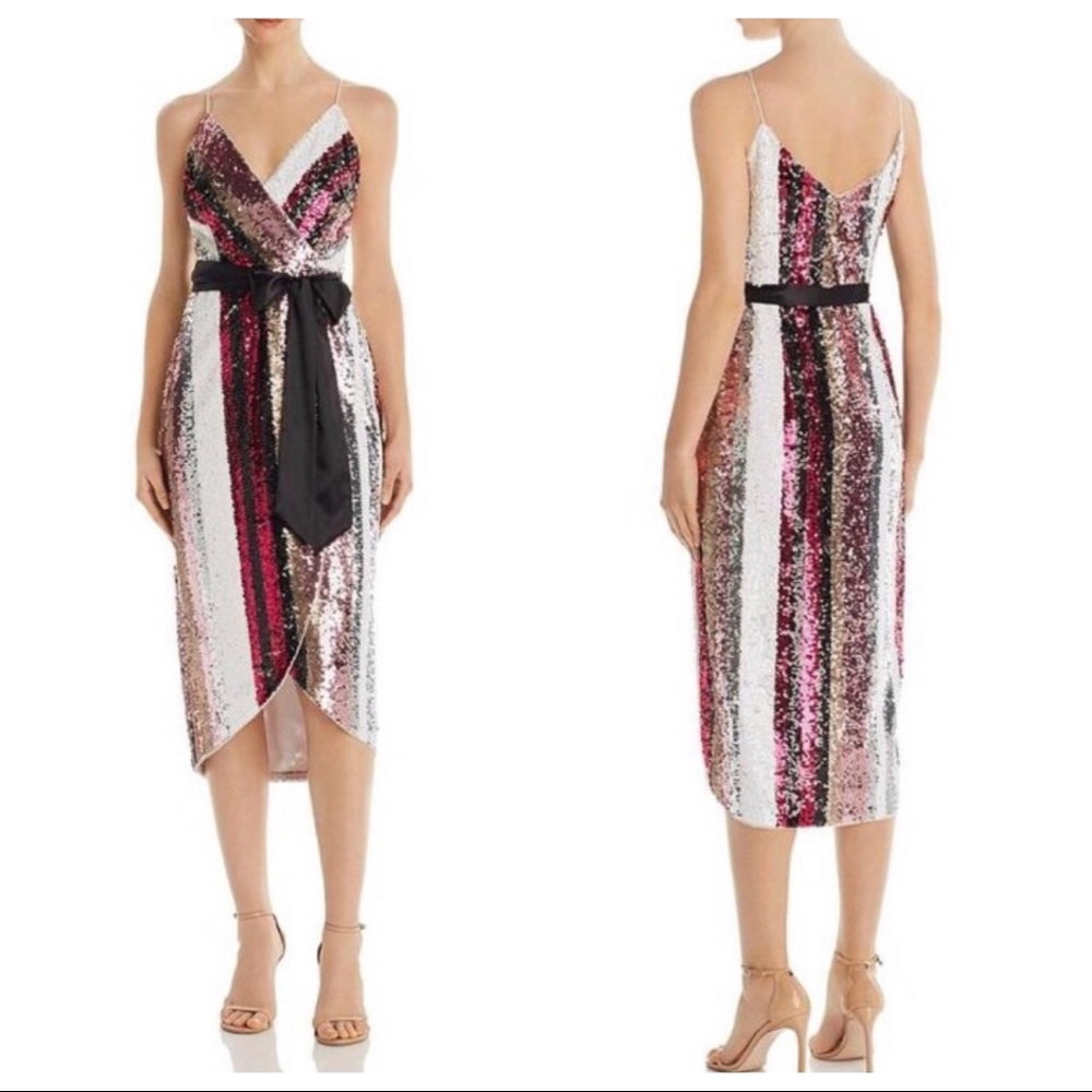 $248 NWT Aidan Mattox Sequin Wrap Dress - Picture 2 of 12